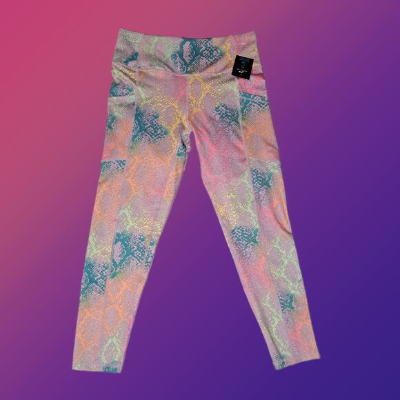 Ladies Small Moisture Wicking Rainbow Print Athletic Capri Pants With Pockets - Picture 1 of 11